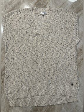 Northern Reflections Cotton Sweater Vest M Cream Speckled V-Neck